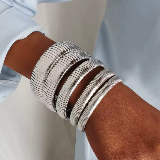 Serpent Bangle — Silver