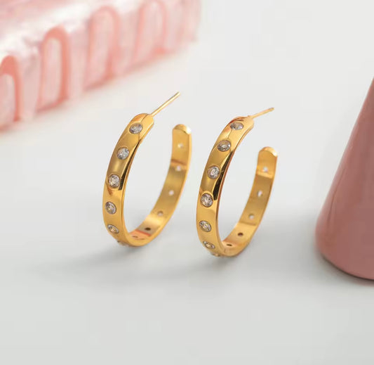 studded hoop earring