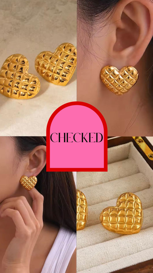 checked earrings