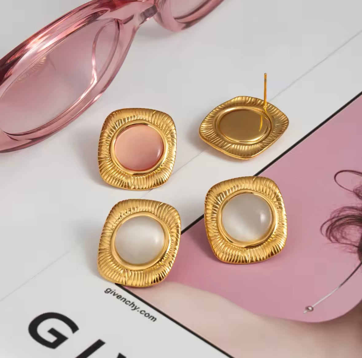 pearl x blush opal earrings