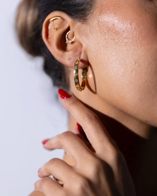 studded hoop earring