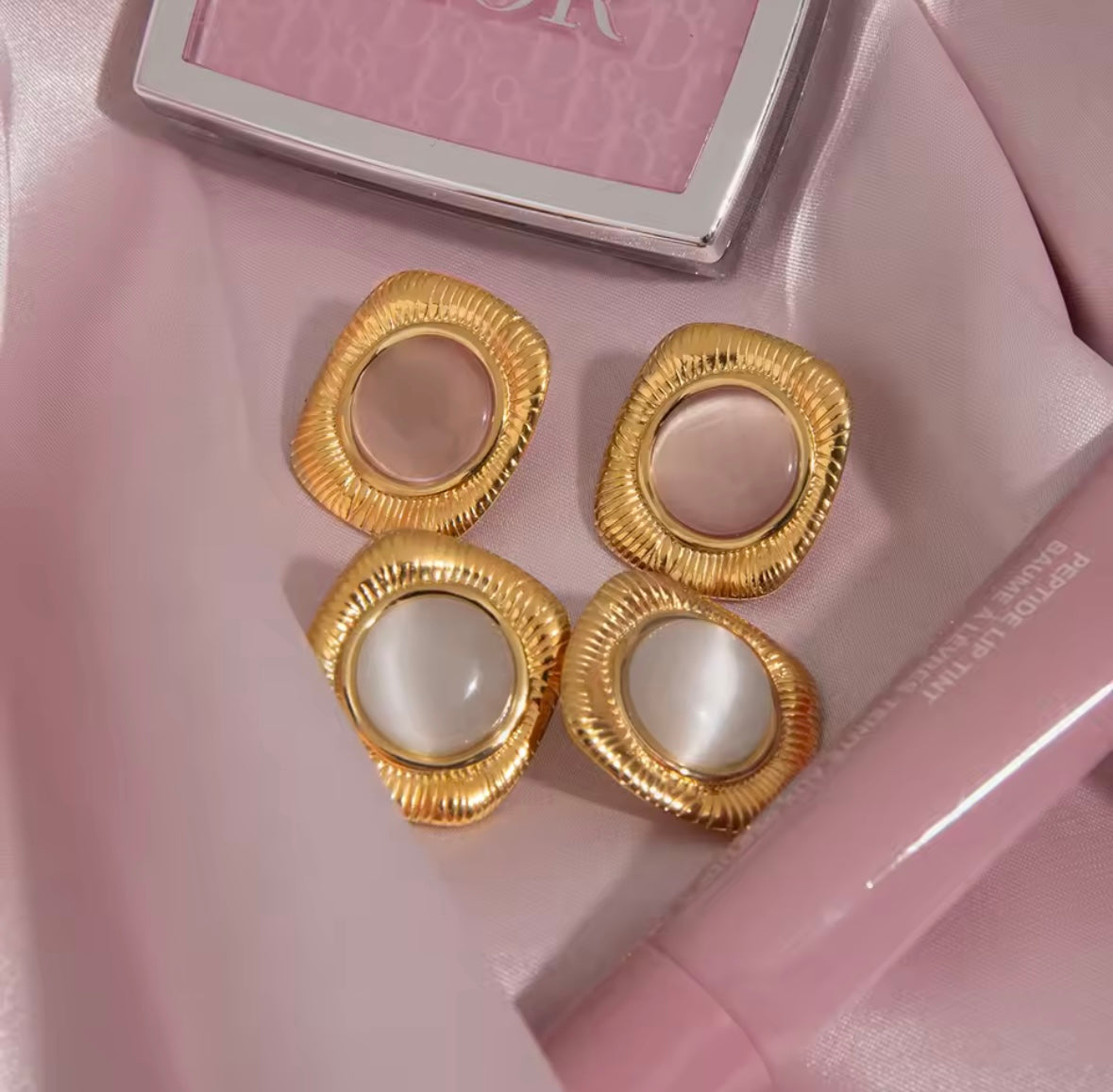 pearl x blush opal earrings