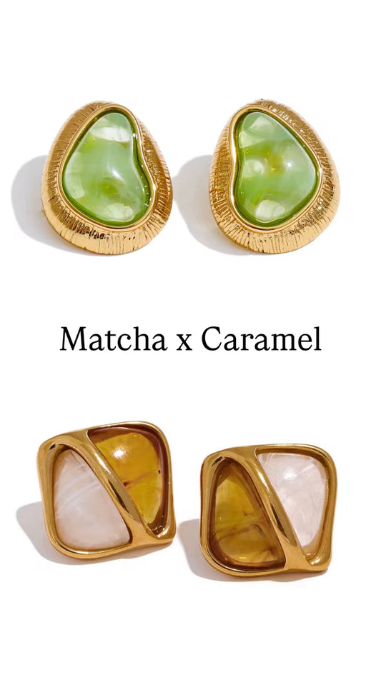 matcha x caramel earrings